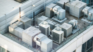 Air condition system on a building rooftoop.