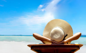 Woman relaxing on the beach.