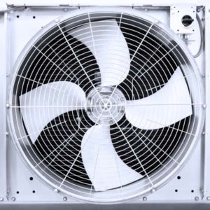 A fan on an AC system showing some of the parts you should know about.