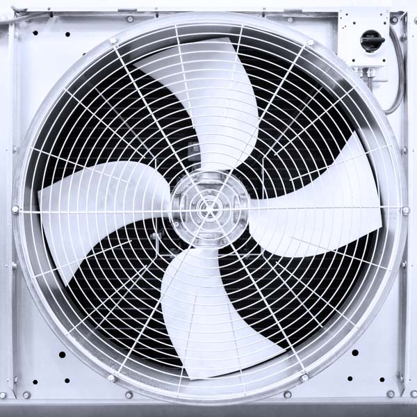 A fan on an AC system showing some of the parts you should know about.