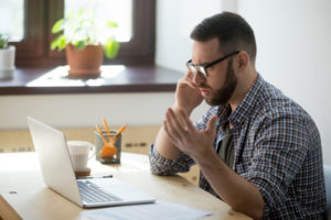 heat pump freezing up, frustrated male employee